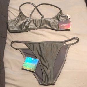 MISSGUIDED Silver Two Piece Swimsuit